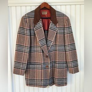 Vintage Pendleton “Knockabouts” blazer, size 10, tan/brown/blue plaid